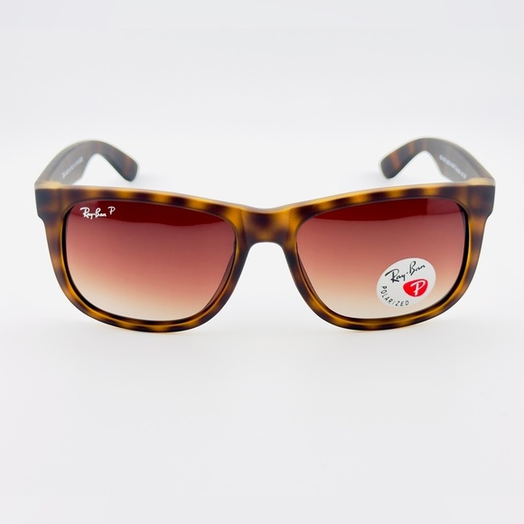 Ray-Ban Justin Polarized Sunglasses RB4165 Matte Havana Brown Gradient lenses - Picture 2 of 12